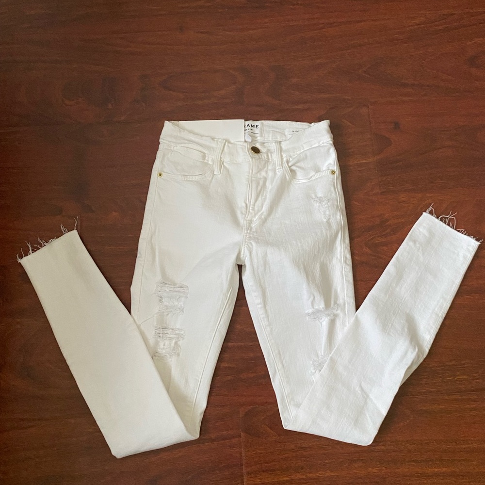 Frame skinny jeans with rips